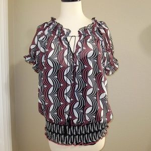 Nicole by Nicole Miller White/Pink/Black Blouse